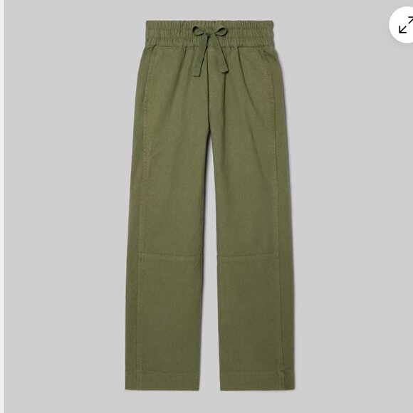 EVERLANE The Canvas Organic Cotton Sage Green Pull-On Drawstring Pants Small - Picture 8 of 8